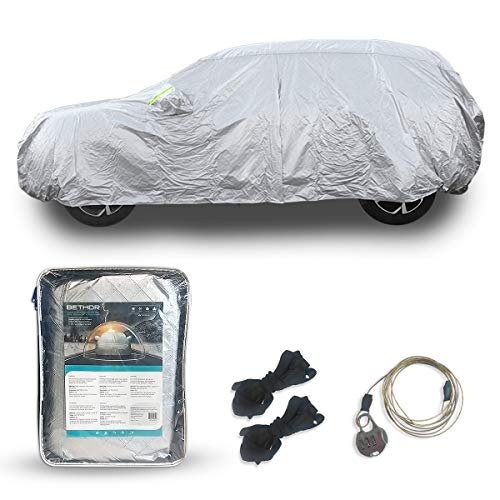Bethor Telo Copriauto 4 Stagioni Felpato, Resistente E Impermeabile | Protezione Da Vento, Sabbia, Polvere, Pioggia E Neve| Cerniera Lato Autista (Suv