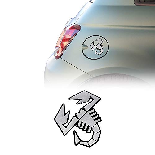 Quattroerre Adesivo 3D Ufficiale Abarth Per Tappo Serbatoio Fiat 500 Abarth, Scorpione, 120 Mm (Silver)