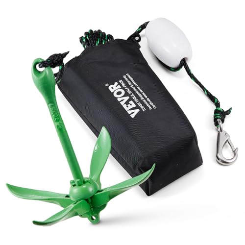 Vevor Kit Ancora Per Kayak 1,5 Kg, Ancora Paddle Board Con Corda Da 8 M E Boa, Ancora Pieghevole Per Piccole Barche Con Borsa E Moschettone, Accessori