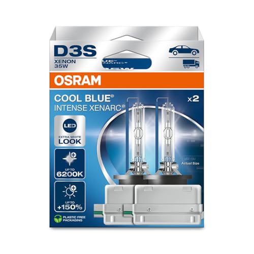 Osram Xenarc® Cool Blue® Intense D3S, +150% Di Luminosità In Più, Fino A 6.200 K, Lampada Per Fari Allo Xeno, Aspetto Led, Scatola Pieghevole Sospesa