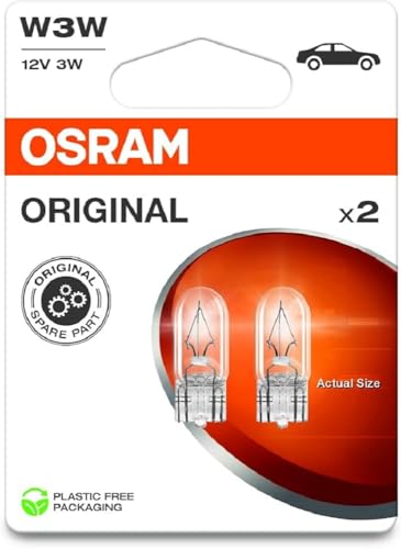 Osram Original Line 12V, W3W, Signal Lamp, Glass Wedge Base, Double Blister (2 Lamps)