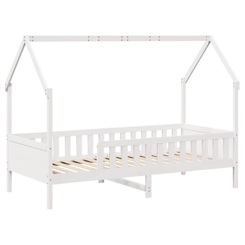 Vidaxl Giroletto Casetta Bambini Bianco 90X200 Cm Legno Massello Pino, Struttura Letto Casa Per Bambini, Giroletto Per Bambini, Telaio Letto Per Bambi