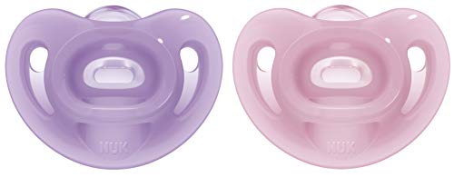 Nuk Ciuccio Sensitive | 0-6 Mesi | 100% Silicone Per Pelli Sensibili | Senza Bpa | Viola E Rosa | 2 Pezzi