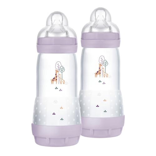 Mam Biberon Easy Start Anticoliche, Set Di 2 Biberon Per Bambini Di 4+ Mesi, 320 Ml, Tettarella Flusso 3 Per 4+ Mesi In Silicone Skinsoft, Bio-Circola