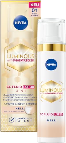 Nivea Luminous 630 - Macchie Anti-Pigmentazione Cc Fluid Lsf 30 Per Tonalità Della Pelle Chiara, Cc Cream Con Acido Ialuronico E Pigmenti Colorati Mic