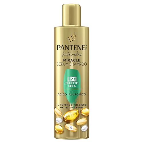 Pantene Pro-V Miracle Serum Shampoo Lisci Effetto Seta, Con Acido Ialuronico, Il Potere Di Un Siero In Uno Shampoo, Per Capelli Crespi E Secchi, 250 M