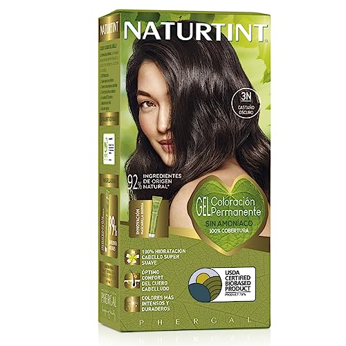 Naturtint Colorazione Senza Ammoniaca, Copertura Dei Capelli Grigi Al 100%, Ingredienti Vegetali, Colore Naturale E Di Lunga Durata |3N Marrone Scuro,