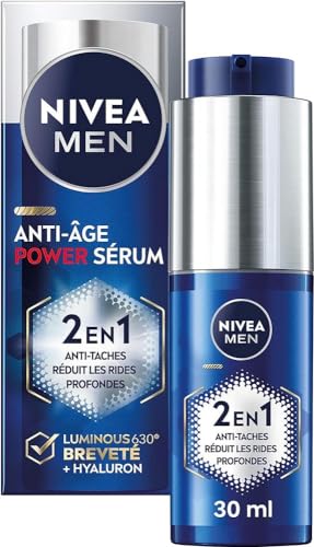 Nivea Men Siero Power 2 In 1 Luminous630® Anti-Invecchiamento E Antimacchia (1 X 30 Ml), Siero Idratante Viso Arricchito Con Acido Ialuronico, Cura Uo