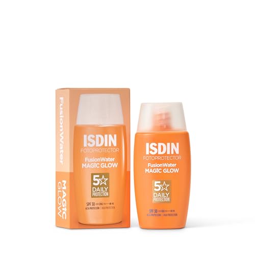 Isdin Fusion Water Magic Glow Spf 30 Crema Solare Viso Con Texture Ultraleggera E Fase Esterna Acquosa Con Effetto Luminoso, 50 Ml