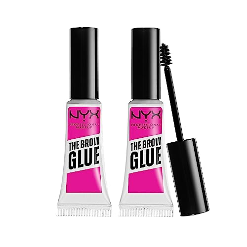 Nyx Professional Makeup Brow Glue, Gel Sopracciglia Trasparente A Lunga Tenuta, Confezione Da 2, Clear