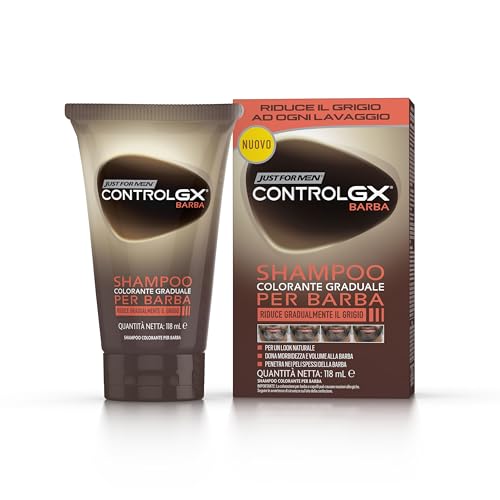 Just For Men Control Gx Shampoo Colorante Graduale Per Barba, Riduce Gradualmente I Peli Grigi Ad Ogni Lavaggio Per Un Look Naturale, Adatto A Tutte L