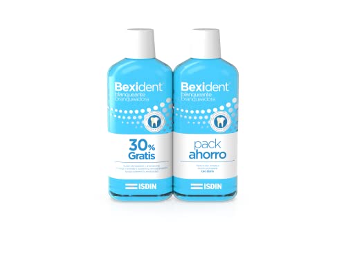 Isdin Bexident Pack 30% Gratuito Colutorio Sbiancante 500 + 500 Ml, Risciacquo Orale Sbiancante Rimineralizzante Tripla Azione Anti-Placca