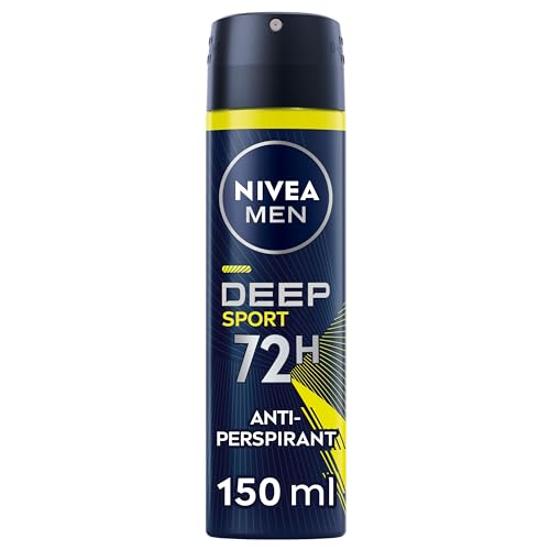 Nivea Men Deep Sport Spray Deodorante 150 Ml, Deodorante Uomo Arricchito Con Carbone Attivo Per 72H Di Protezione, Deodorante Spray Antitraspirante Pe