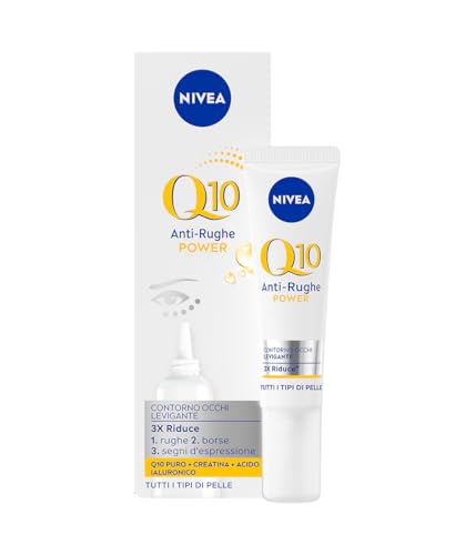 Nivea Q10 Anti-Rughe Power Contorno Occhi Levigante 15 Ml, Contorno Occhi Antirughe E Idratante, Crema Contorno Occhi Con Coenzima Q10, Acido Ialuroni
