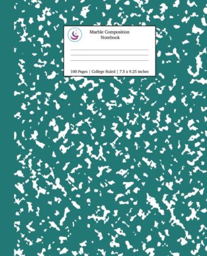 Marble Composition Notebook College Ruled: Teal Marble Notebooks, School Supplies, Notebooks For School: 10