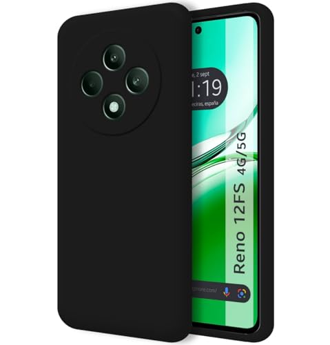 Custodia In Silicone Liquido Ultra Morbido Per Oppo Reno 12Fs 4G / 12Fs 5G Colore Nero