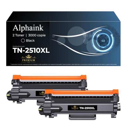 Alphaink 2 Toner Compatibili Con Brother Tn2510Xl Tn-2510Xl Con Chip 3.000 Copie Per Brother Dcp L2620Dw L2627Dwe L2627Dwxl L2660Dw L2665Dw Hl L2400Dw