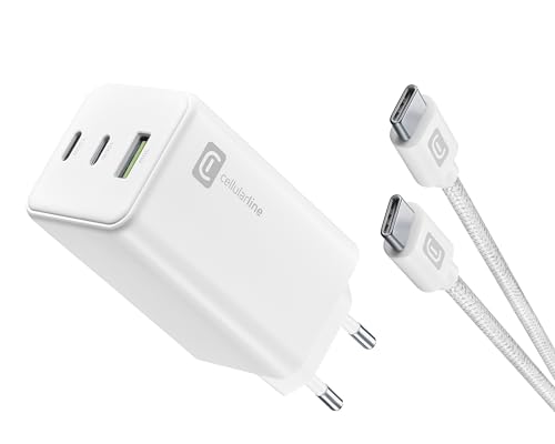 Cellularline - Multipower 100W Kit - Caricabatterie Da Rete 100W + Cavo Usb-C To Usb-C 5A Da 100Cm Incluso - Per Smartphone, Tablet E Laptop - Bianco