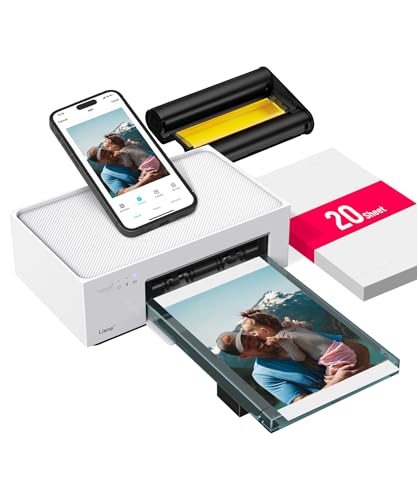 Liene Stampante Fotografica Per Smartphone, 10X15 Wifi Stampante A Sublimazione Per Pc/Iphone/Android, Cartuccia D'Inchiostro E 20 Carte Fotografiche 