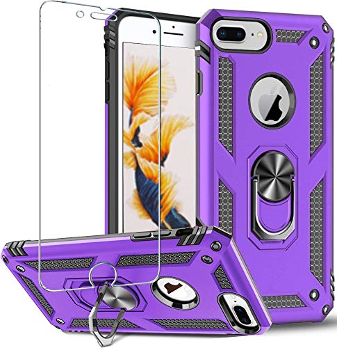 Custodia Per Iphone 8 Plus,Iphone 7 Plus,Iphone 6S Plus/6 Plus,Protezione Schermo Rotante A 360 Gradi,Anello In Metallo Sottile Con Assorbimento Degli