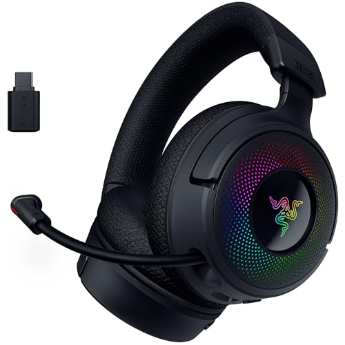 Razer Kraken V4 - Cuffia Da Gioco Wireless (Connettività A 3 Modalità, Driver Triforce Da 40Mm, Illuminazione Del Auricolare Rgb A 9 Zone, Regolazione