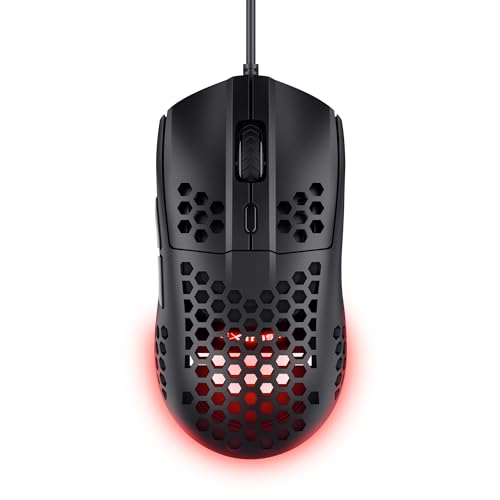 Trust Gaming Gxt 928 Helox Mouse Gaming Superleggero 65G Con Filo, Regolazione Dpi 200-6400, Sensore Ottico, 6 Pulsanti Programmabili, Illuminazione R