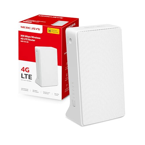[Nuovo] Mercusys Tp-Link Mb110-4G Router 4G Lte Wireless N300Mbps 4G Con Sim Modem 4G, Porta Lan/Wan, Senza Configurazione, Antenne Interne, Porte Ant