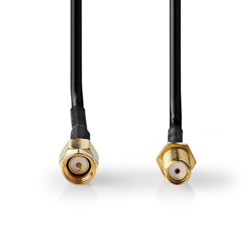 Nedis Cavo Antenna – Spina Sma – Presa Sma – Placcato Oro – 50 Ohm – Schermatura Singola – 2.00 M – Rotondo – Pvc – Nero – Etichetta