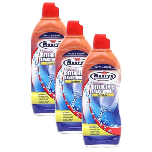 Maury'S Set 3 Confezioni Di Detersivo Per Lavastoviglie In Gel Da 650Ml (Aceto E Agrumi, 650 Ml)