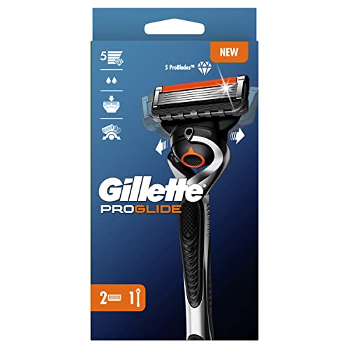 Gillette Proglide Rasoir Pour Homme, 1 Manche De Rasoir - 2 Recharges De Lames, Conçu Pour Un Rasage De Près, Avec Lubrastrip