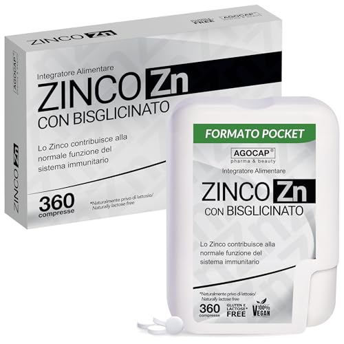 Zinco Integratore - 360 Microcompresse. Zinco Bisglicinato Con Alto Dosaggio (Scorta 1 Anno). Zinco Puro, Vegano Per Pelle, Unghie E Acne. Zinco, 15 M