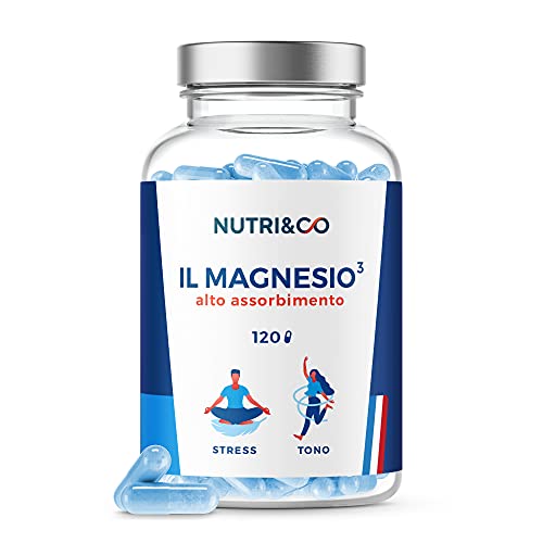Magnesio Vegetale + Vitamina B6 Bio-Attiva | Uguale Contenuto Di Magnesio Marino E Assorbimento Al Bisglicinato E Citrato | 120 Capsule 300Mg /D | Mag
