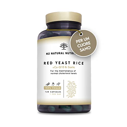 Riso Rosso Fermentato Con Coenzima Q10. Massima Concentrazione Di Monacolina K 2,9Mg. Supporta La Salute Cardiovascolare. 120 Capsule De Lievito Di Ri