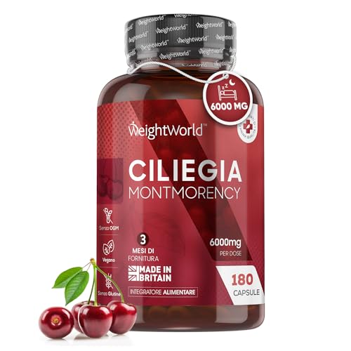 Montmorency Cherry 6000Mg (Estratto 50:1) Per 3 Mesi, 180 Capsule Vegane Di Estratto Di Ciliegia Prunus Cerasus, Fonte Di Vitamina A, C, Polifenoli E