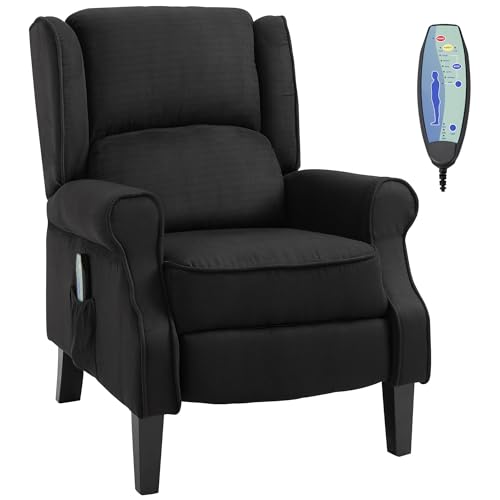 Homcom Poltrona Massaggiante Relax Reclinabile Con Funzione Riscaldante E Telecomando, 78X83X101Cm, Nero