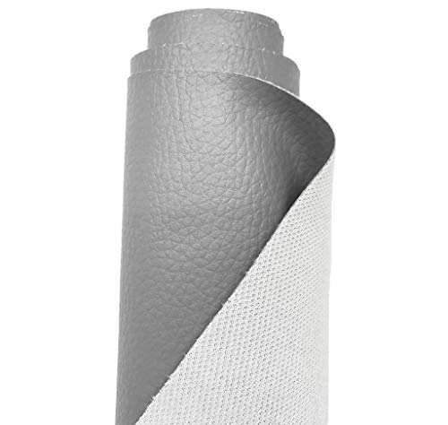 A-Express Strutturato Tessuto Ecopelle Materiale Granulato Morbida Finta Pelle Vinile Materiale - Grigio 5 Metri (500Cm X 140Cm)