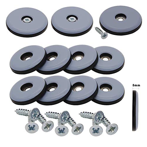 16 Feltrini Per Mobili In Teflon, Ø 30 Mm (Rotondi), 5 Mm Di Spessore, Con Vite Da 3,5 Mm X 20 Mm, Rivestimento In Ptfe, Feltrini In Teflon, Feltrini 