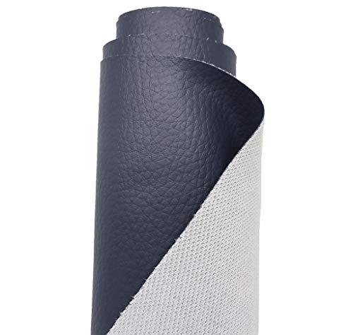 A-Express Strutturato Tessuto Ecopelle Materiale Granulato Morbida Finta Pelle Vinile Materiale - Blu Navy 2 Metri (200Cm X 140Cm)