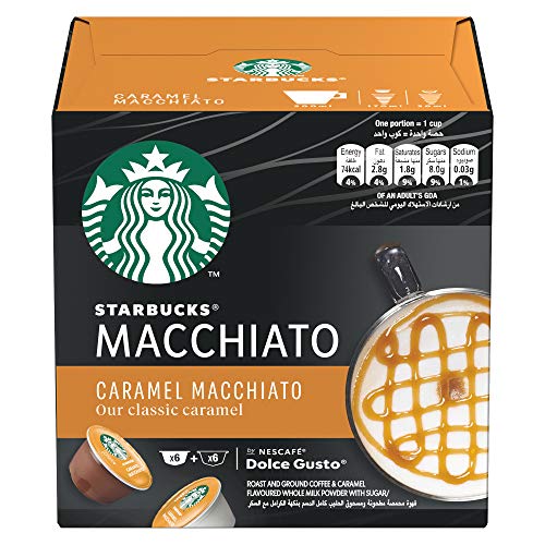 Nescafé Dolce Gusto Starbucks Caramel Macchiato, Latte Macchiato Al Caramello, Capsula Caffè, Caffè Tostato, 12 Capsule