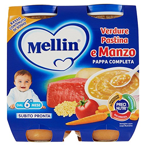 Mellin Pappa Completa Verdure Pastina E Manzo, Confezione Da 2 X 250G