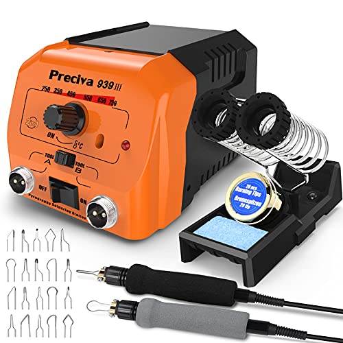 Kit Pirografia Legno,Preciva 40W 250-750℃ Pirografo Per Legno Professionale Regolabile Macchina Pirografia Penna Con 20Pcs Filo Di Saldatura,Per Legno