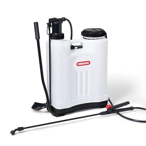 Oregon Zaino Spruzzatore A Pressione Per Diserbante Da Giardino, Con Lancia Idropulitrice E 4 Ugelli Spray Regolabili, 20 Litri
