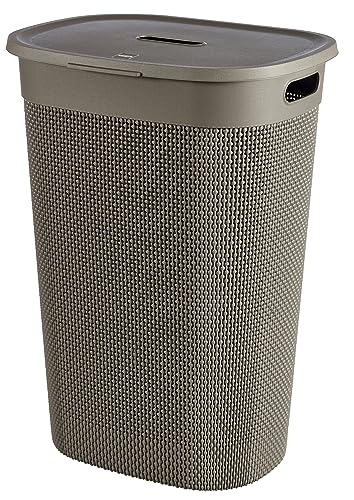Keter Curver Filo Cesta Portabiancheria Da Bagno, Cappuccino, Capacità Di 55 Litri, 70% Riciclato, 45X35X61H