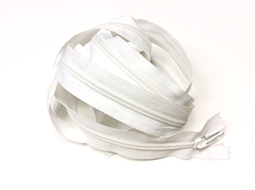 Cerniera Chiusura Lampo Mt 1,50 Non Sganciabile Per Cuscini E Divani Catena Spirale Bianco