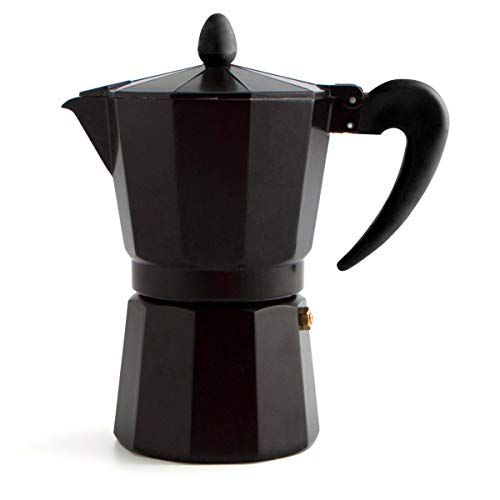 Quid Cafetera 3T Black Coffee Alum Induc Qd Caffettiera Italiana, Acciaio Inossidabile, Nero, 3 Tazze