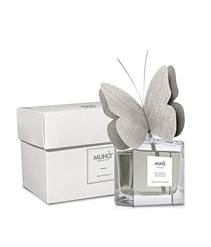 Muha' Butterfly Farfalla Profumatore Diffusore Made In Italy Per Ambienti 50 Ml Cotone E Vaniglia
