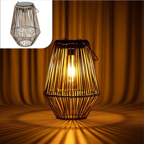 Gadgy Lampada Solare Per Giardino Esterno - Luce Solare Impermeabile Per Giardino Esterno - Lanterna Solare Con Effetto Rattan Da Esterno - Luci Solar