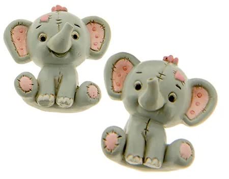 12 Pz Calamita Elefante Magnete Rosa 5 Cm 2 Ass. Bomboniera Nascita Battesimo