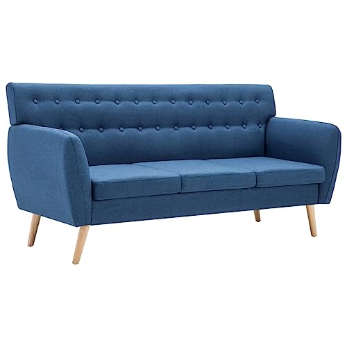 Vidaxl Divano A 3 Posti Imbottito In Stoffa 172X70X82 Cm Blu Canapé Dormeuse