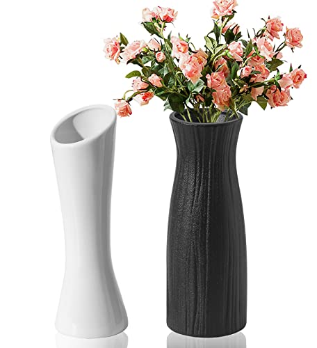 Vaso Ceramica 21Cm,Vaso In Ceramica Set 2,Vaso Nero Fiori,Vaso Di Pampa,Vaso Decorativo Da Interno Moderni,Vasi Decorativi Per Pampas E Fiori Secchi,D